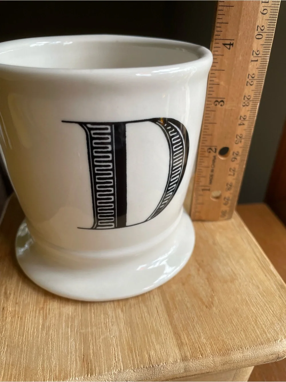 Anthropologie D Monogram Initial Letter Coffee Mug Shaving Style